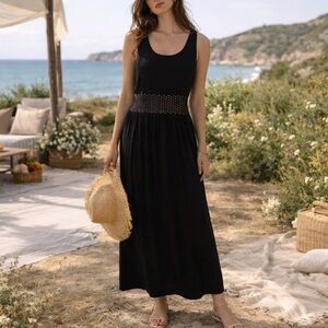 Ocean Club Maxi Black Mesh Dress